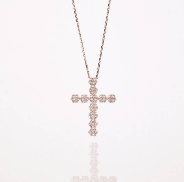 세인트메리 실버925 14k 로즈골드 십자가 목걸이