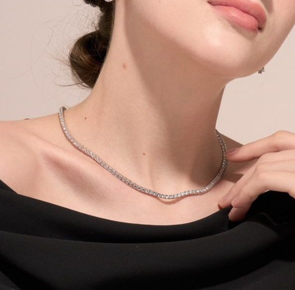 돋보이다 라운드 큐빅 지르콘 테니스 목걸이