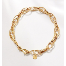 14k 브라이트오버랩 체인 팔찌(당일도착) 여성용 굵은클립 컷팅 할로우 볼드 레이어드 종로 금체인 심플 고급 선물추천