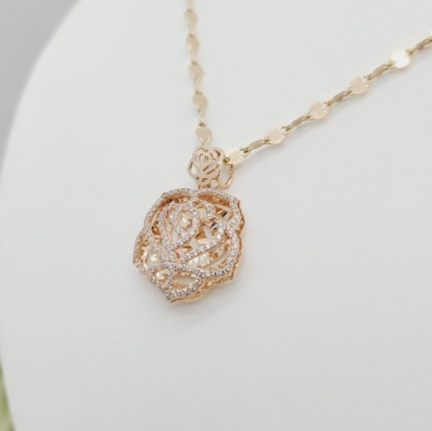 14k 18k장미 플라워 60대 엄마 펜던트 레이어드 생일목걸이